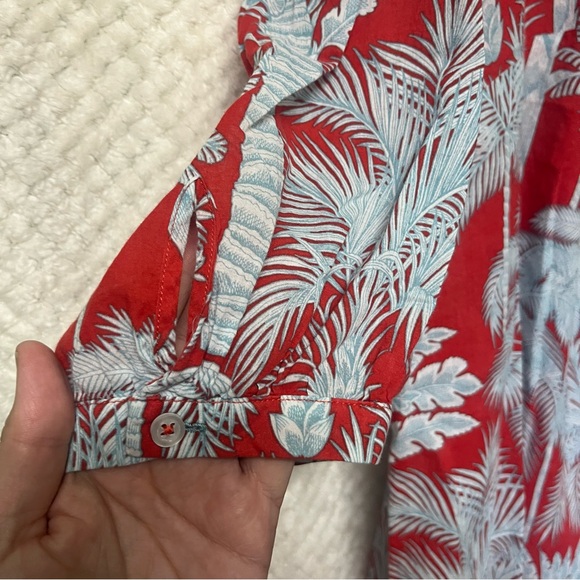 Talbots Blouse Oasis Palms Crinkle Gauze Poppver 100% Cotton Split Neck Sz 2X - Picture 5 of 7